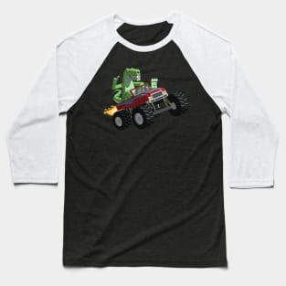 T-Rex on a Monster Truck Baseball T-Shirt